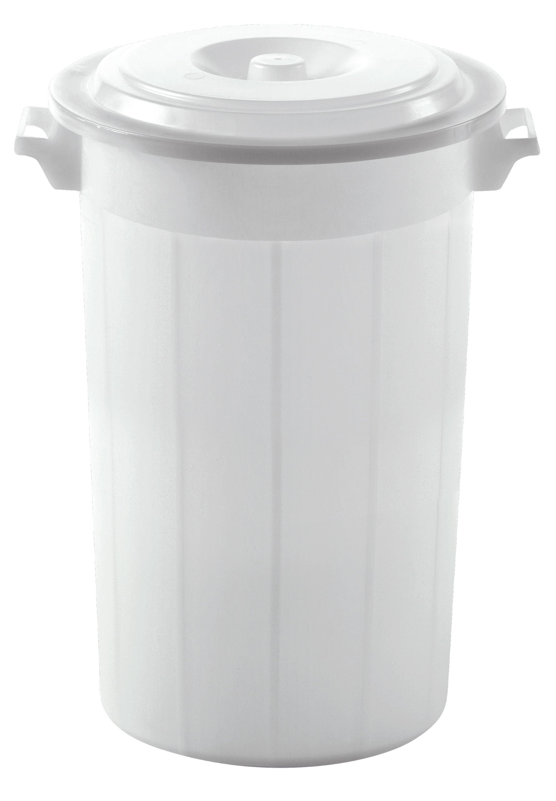 Posoda za krmo s pokrovom, bela, 100 ltr, varna za živila