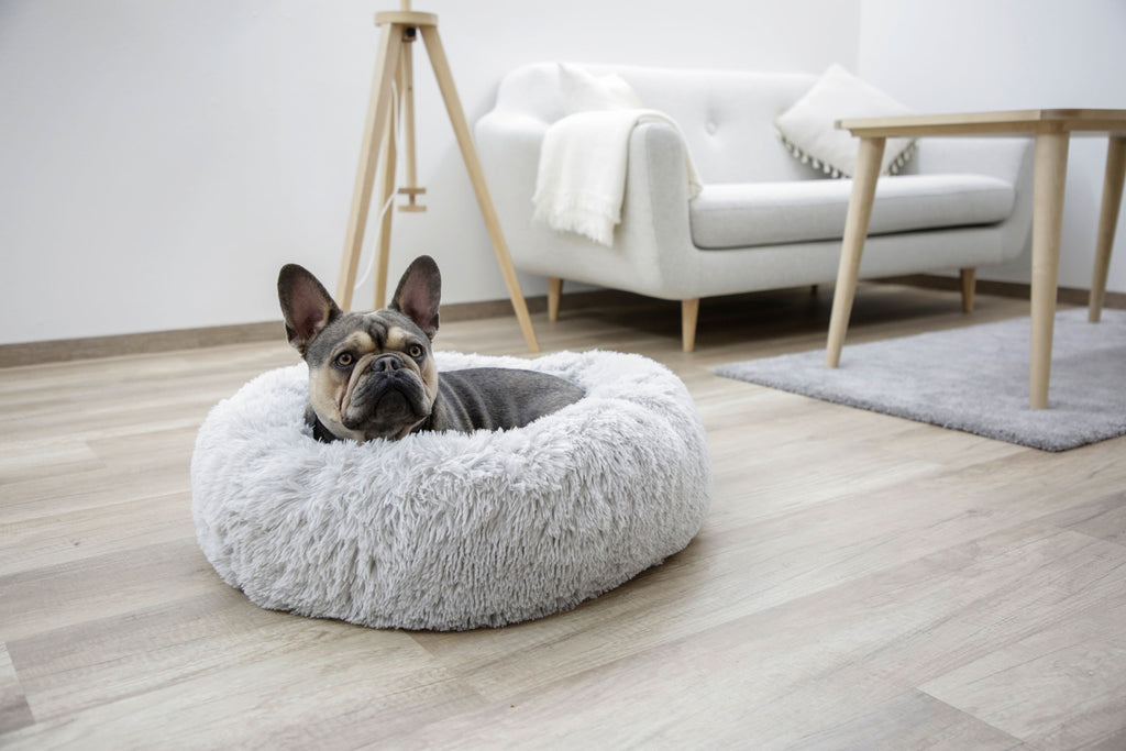 Postelja Cuddle Bed Fluffy svetlo siva, Ø76cmx19cm
