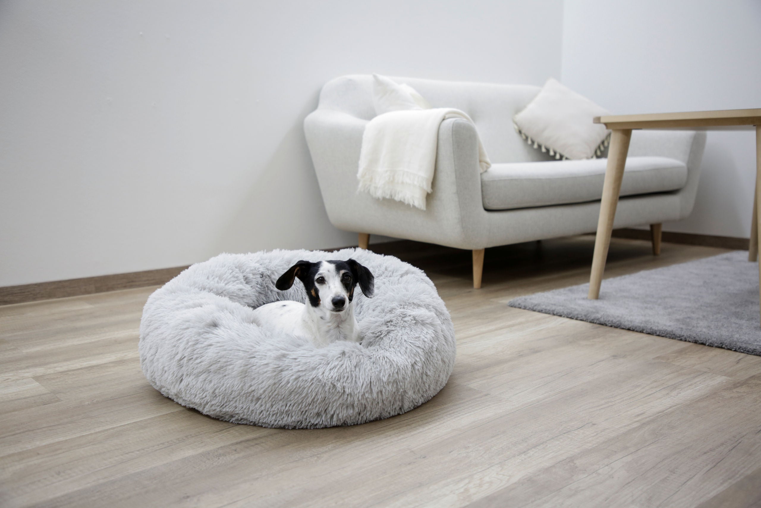 Postelja Cuddle Bed Fluffy svetlo siva, Ø60cmx18cm