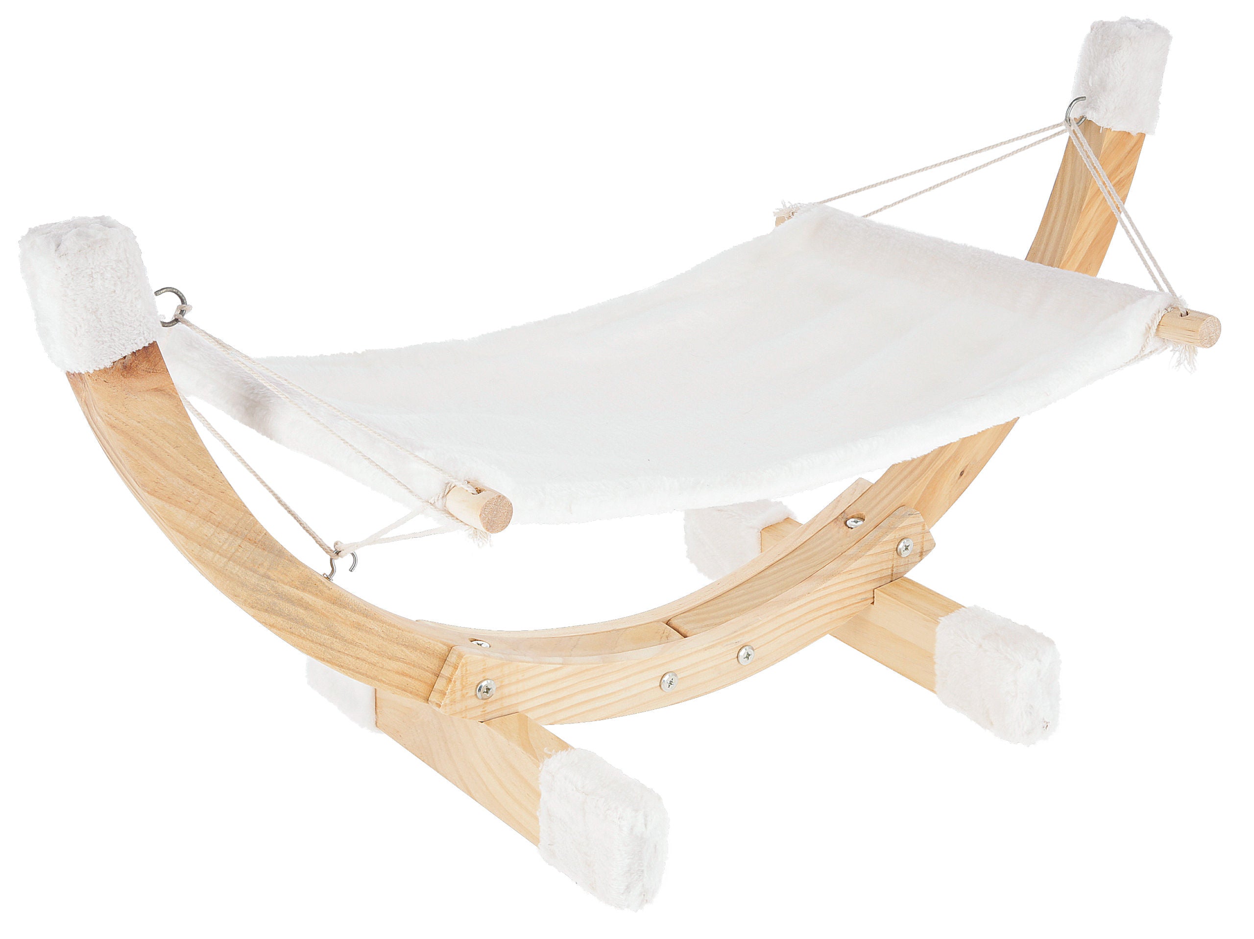 Viseca mreža SIESTA, bela z lesenim nosilcem, 73x36x34cm