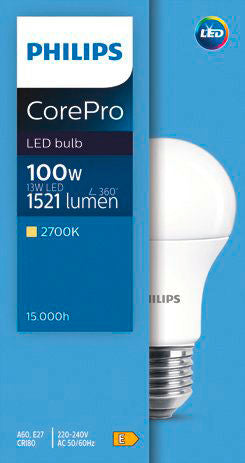 Philips LED žarnica E27 13W/ 100W CorePro mat 1521lm, 2700K