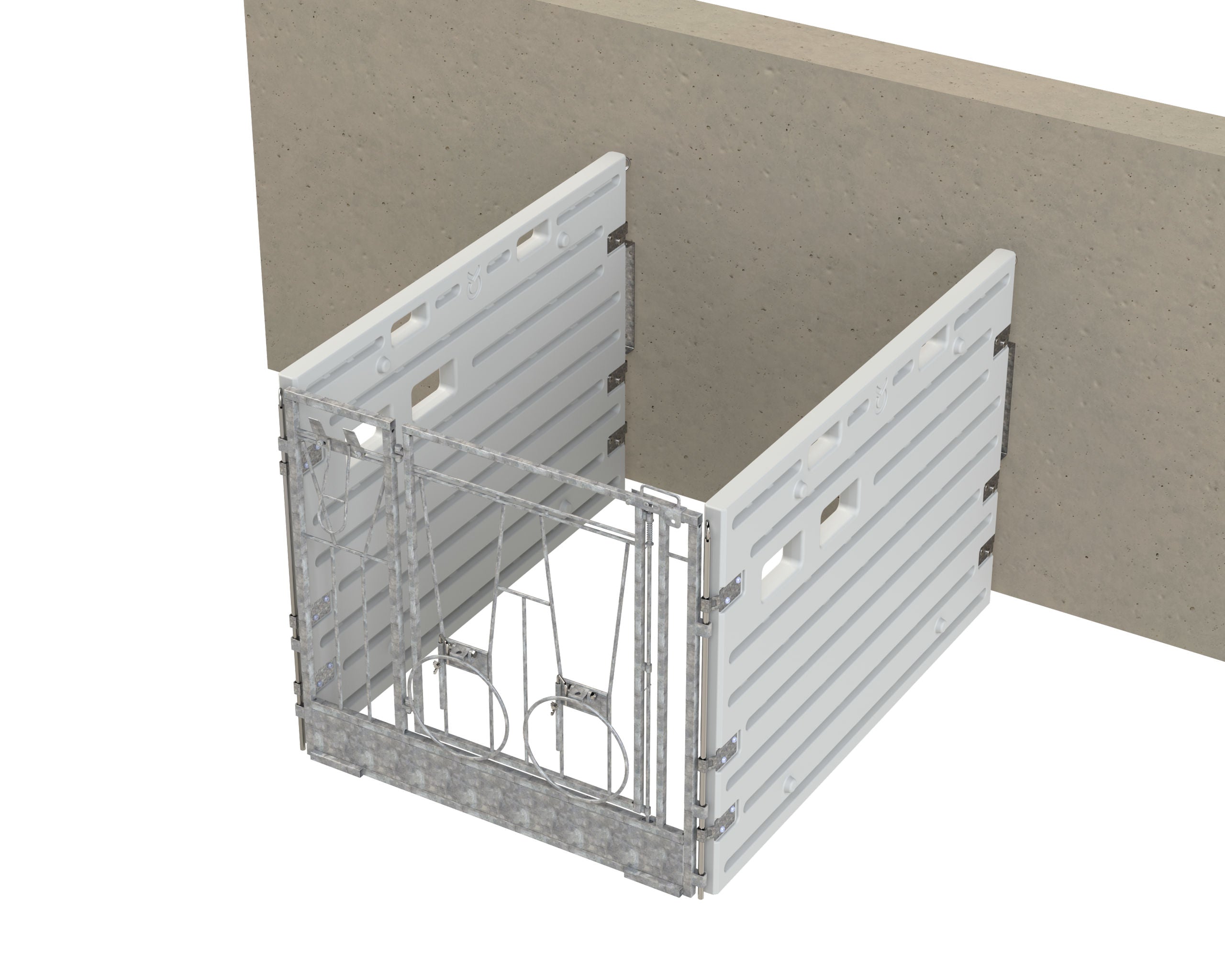 Modularni boks za teleta z enojno ogrado, pritrjen na