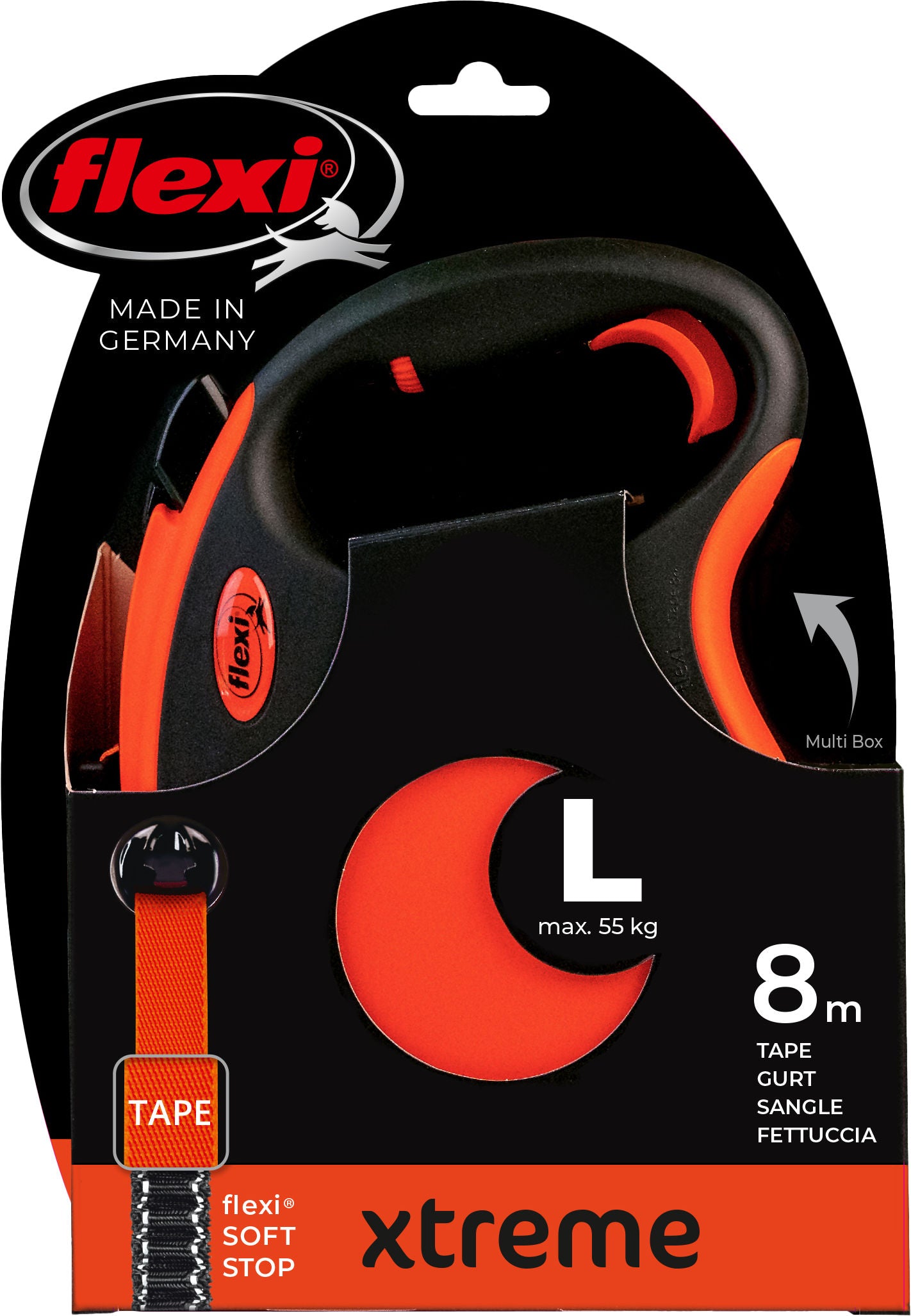 Povodec Flexi Xtreme L, 8m, pas, do 55kg