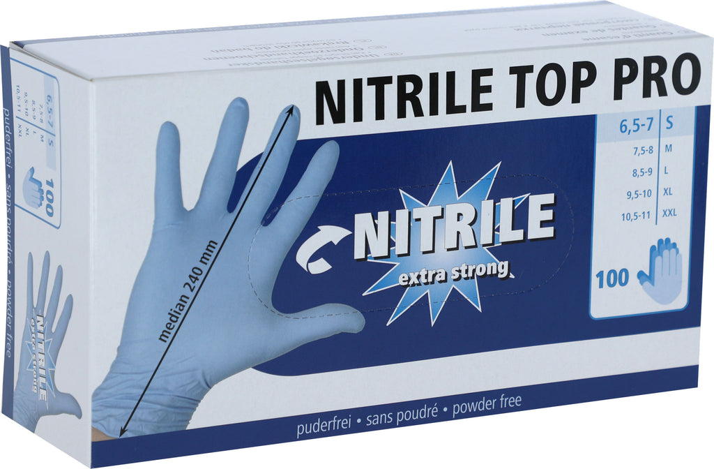 Nitril Top Pro, vel. S modre ro. za en.upo.,100, brez pudra