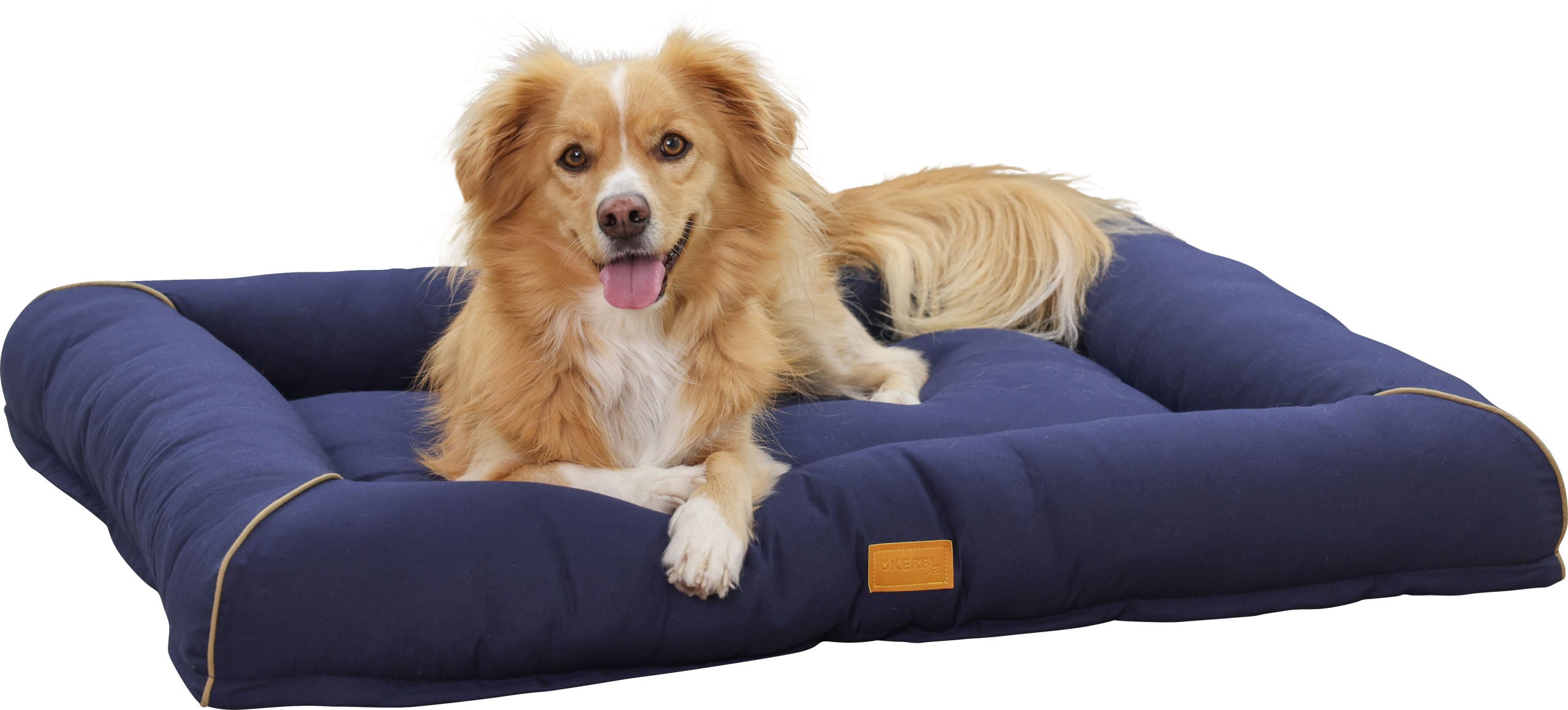 Postelja Jerome, temnomodra/konjak, 110x90x10cm