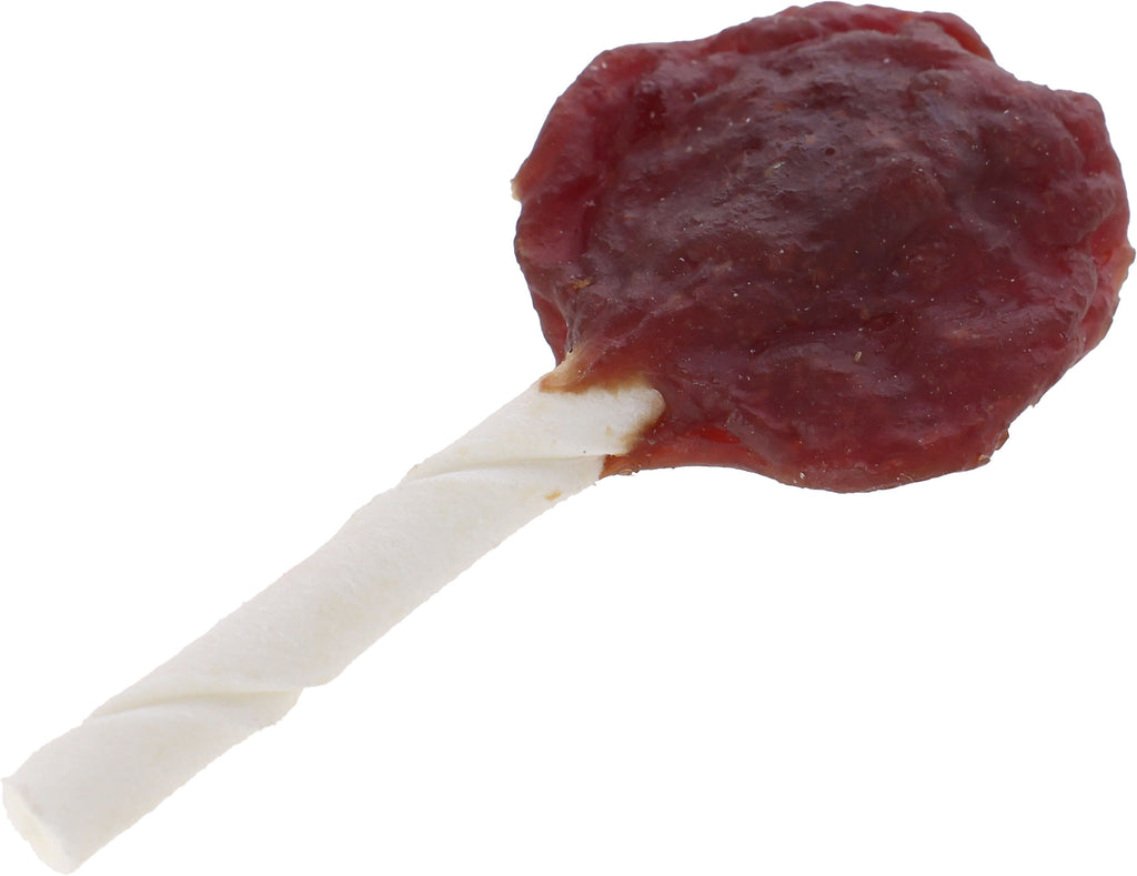 Goveja koža Lollipop, z raco in sirom, 10 cm, 20 g, na zasl