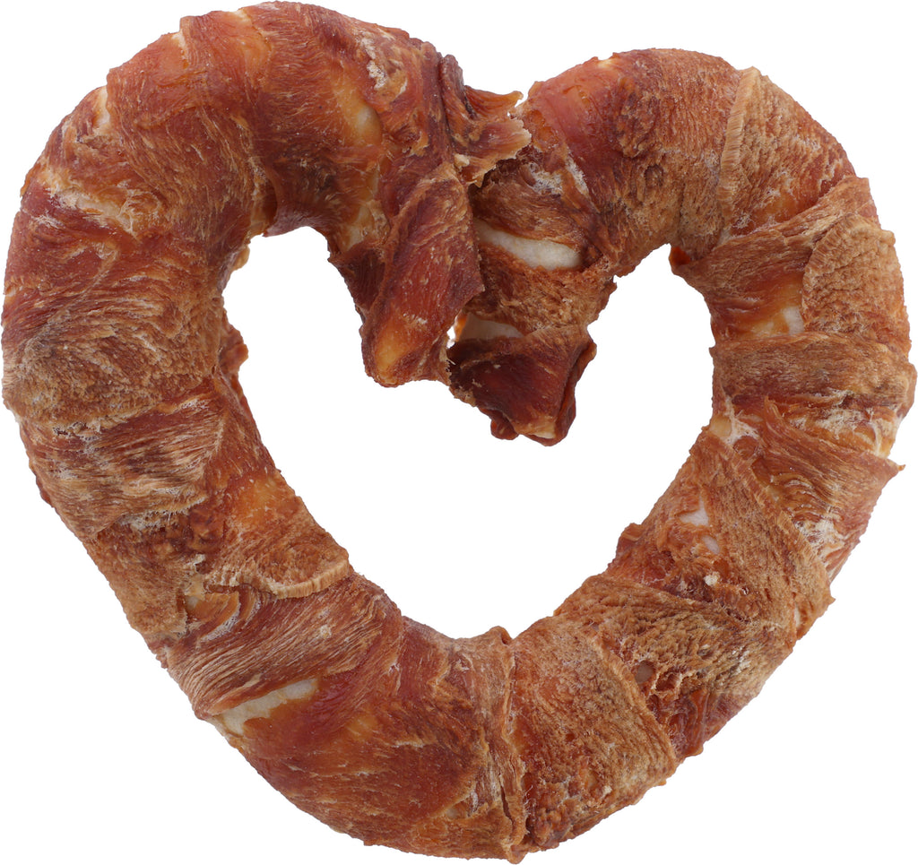 Goveja koža srce, s Piščancem , 12 cm, 70 g, na za