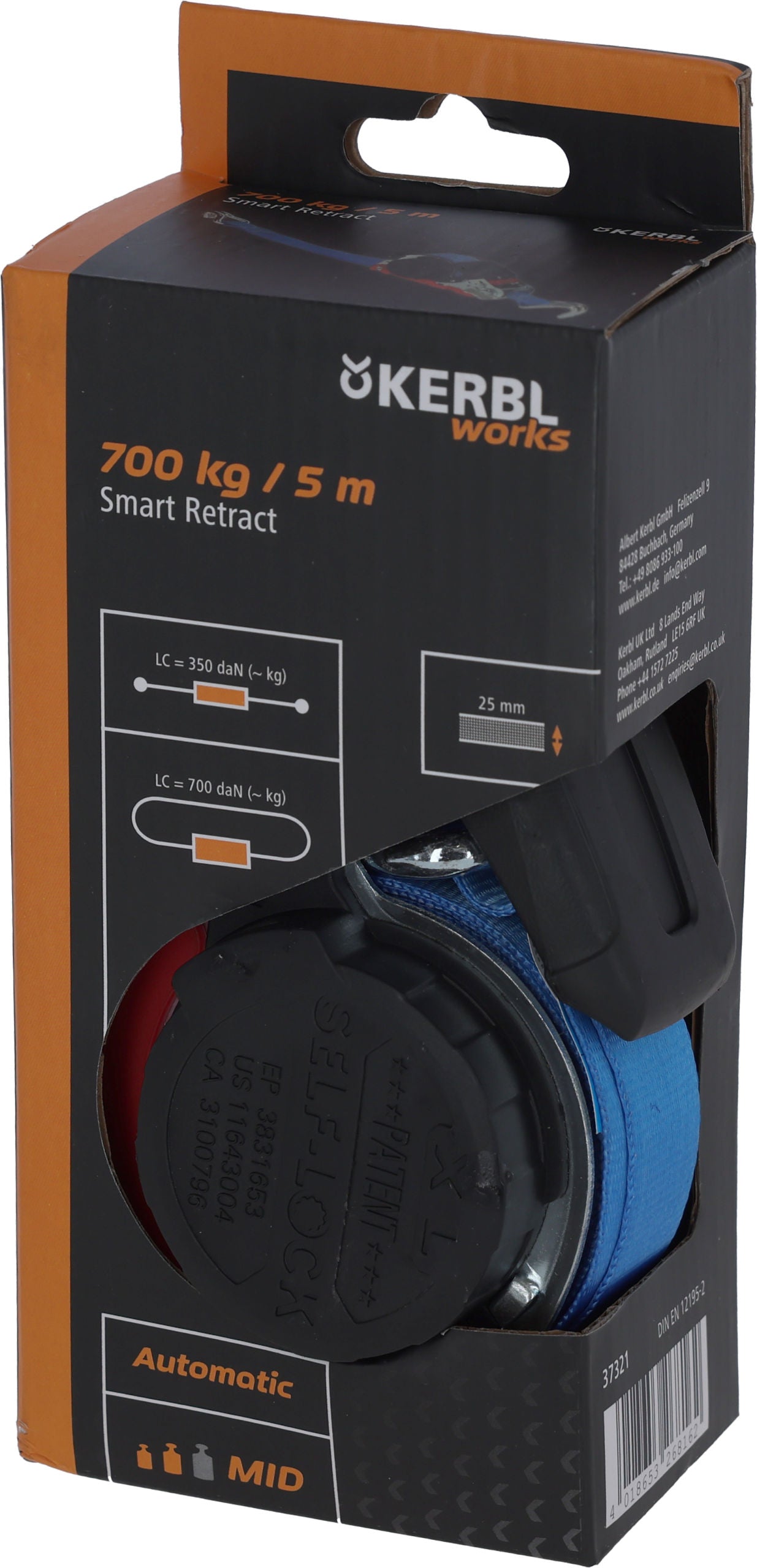 Samod. privezni trak 25 mm/5 m priv. sila 350/700 kg ko. kav.