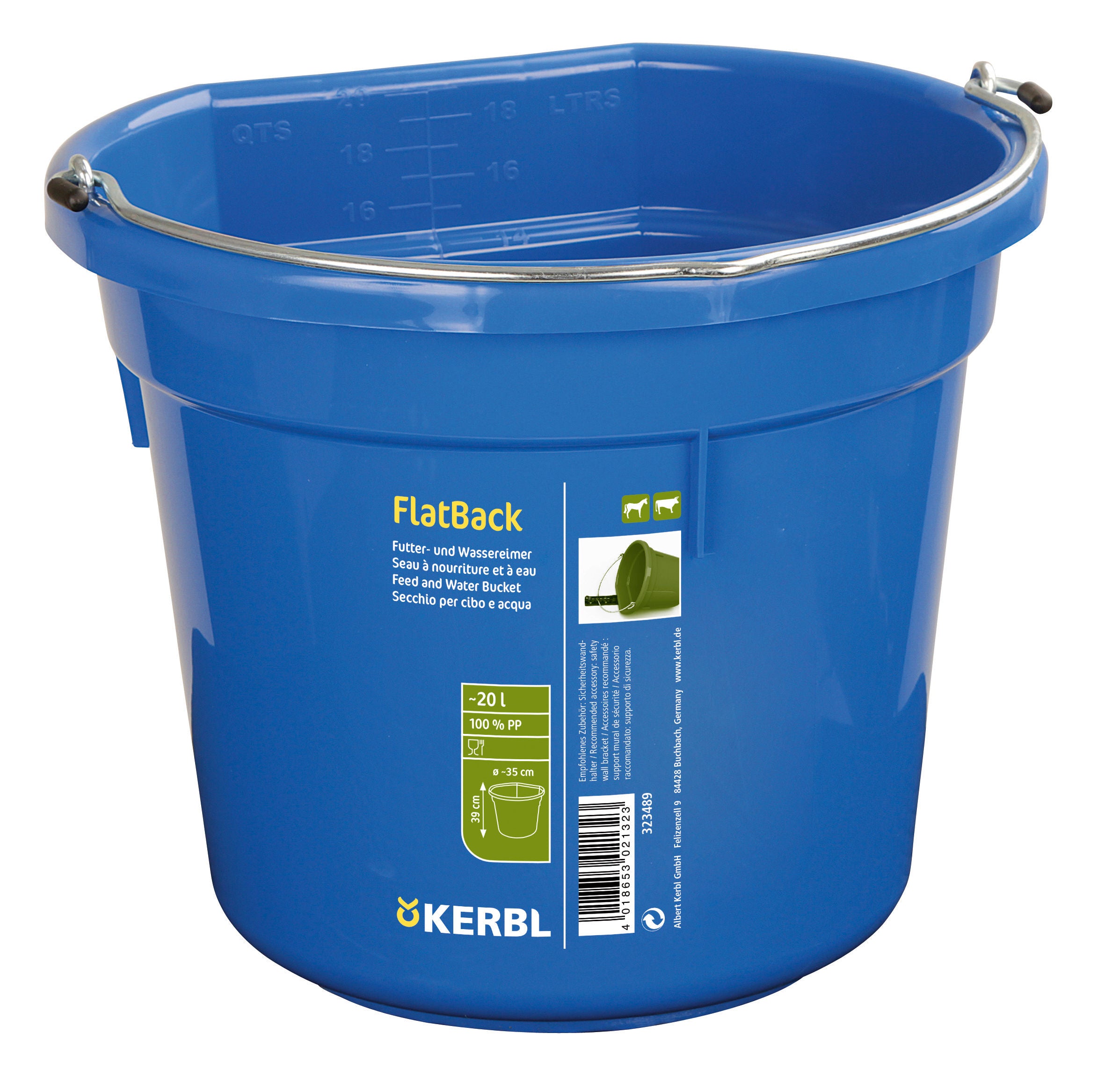 FlatBack, modra, približno 20 ltr, vedro za krmo in vodo