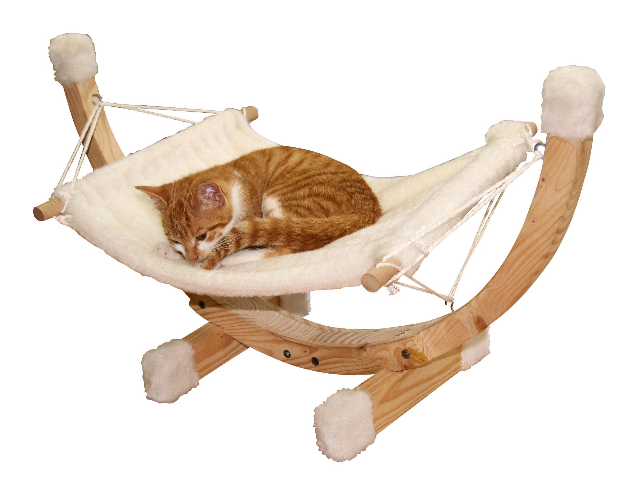 Viseca mreža SIESTA, bela z lesenim nosilcem, 73x36x34cm